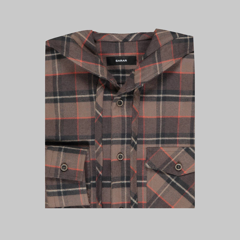 Nora Kapüşonlu Kareli Kahverengi Gömlek - 3