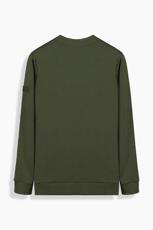 O Yaka Haki Casual Sweatshirt - INTERVIEW