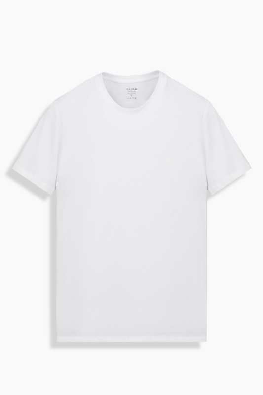 O Yaka Kısa Kol Beyaz Tişört - SARAR