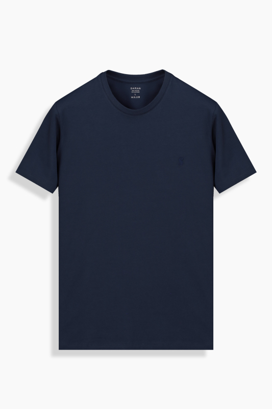 O Yaka Kısa Kol Lacivert Tişört - SARAR