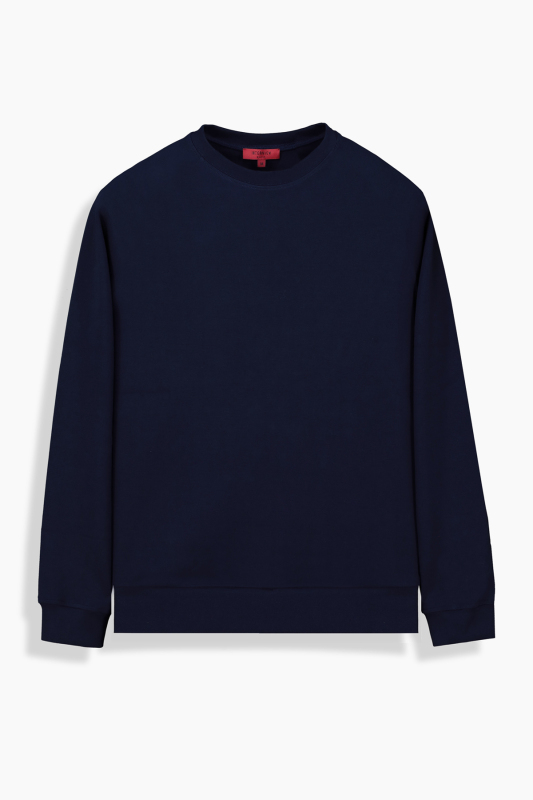 O Yaka Lacivert Casual Sweatshirt - INTERVIEW