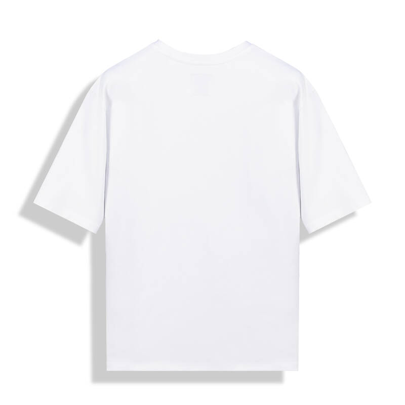 O Yaka Makaslı Kuş Tasarım Beyaz Tişört - 3