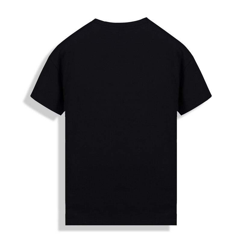 O Yaka Makaslı Kuş Tasarım Siyah Tişört - SARAR