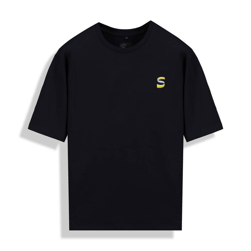 O Yaka Mezura Elbise Tasarım Siyah Tişört - 3