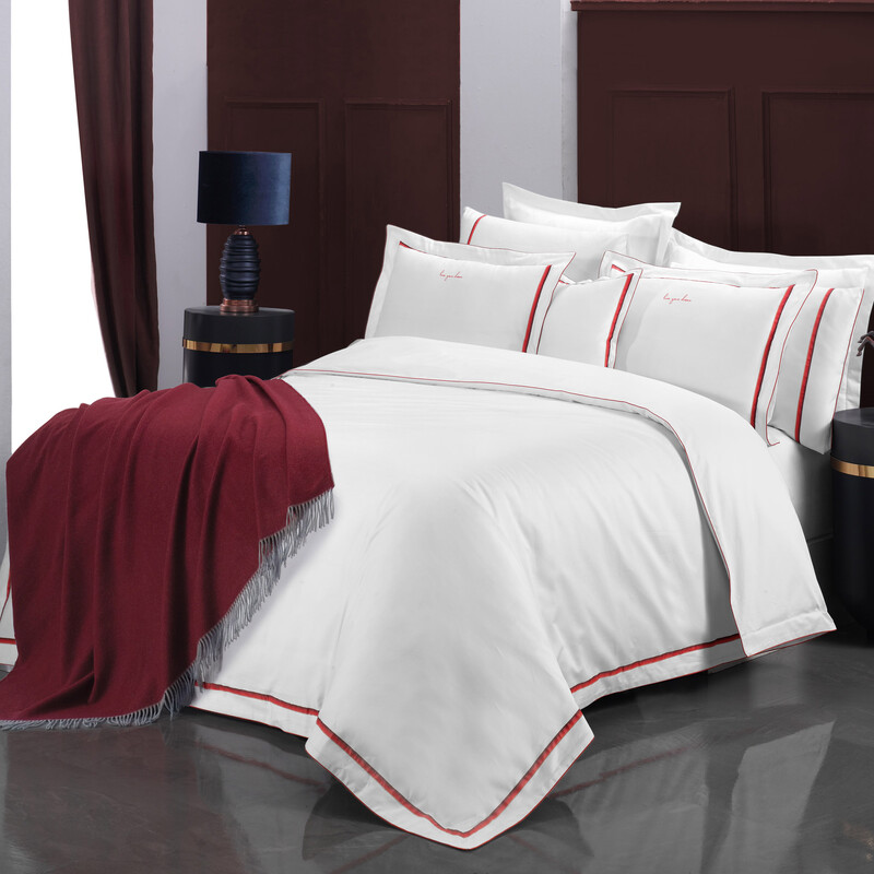 Odeo Saten Çift Kişilik Nevresim Takımı Beyaz - SAREV