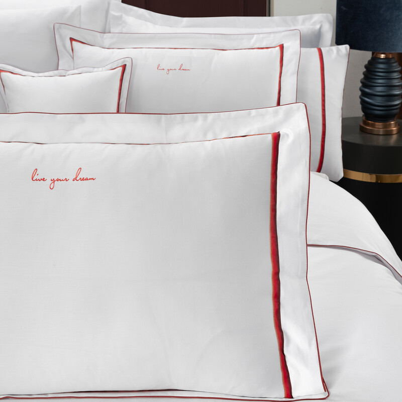 Odeo Saten Çift Kişilik Nevresim Takımı Beyaz - SAREV