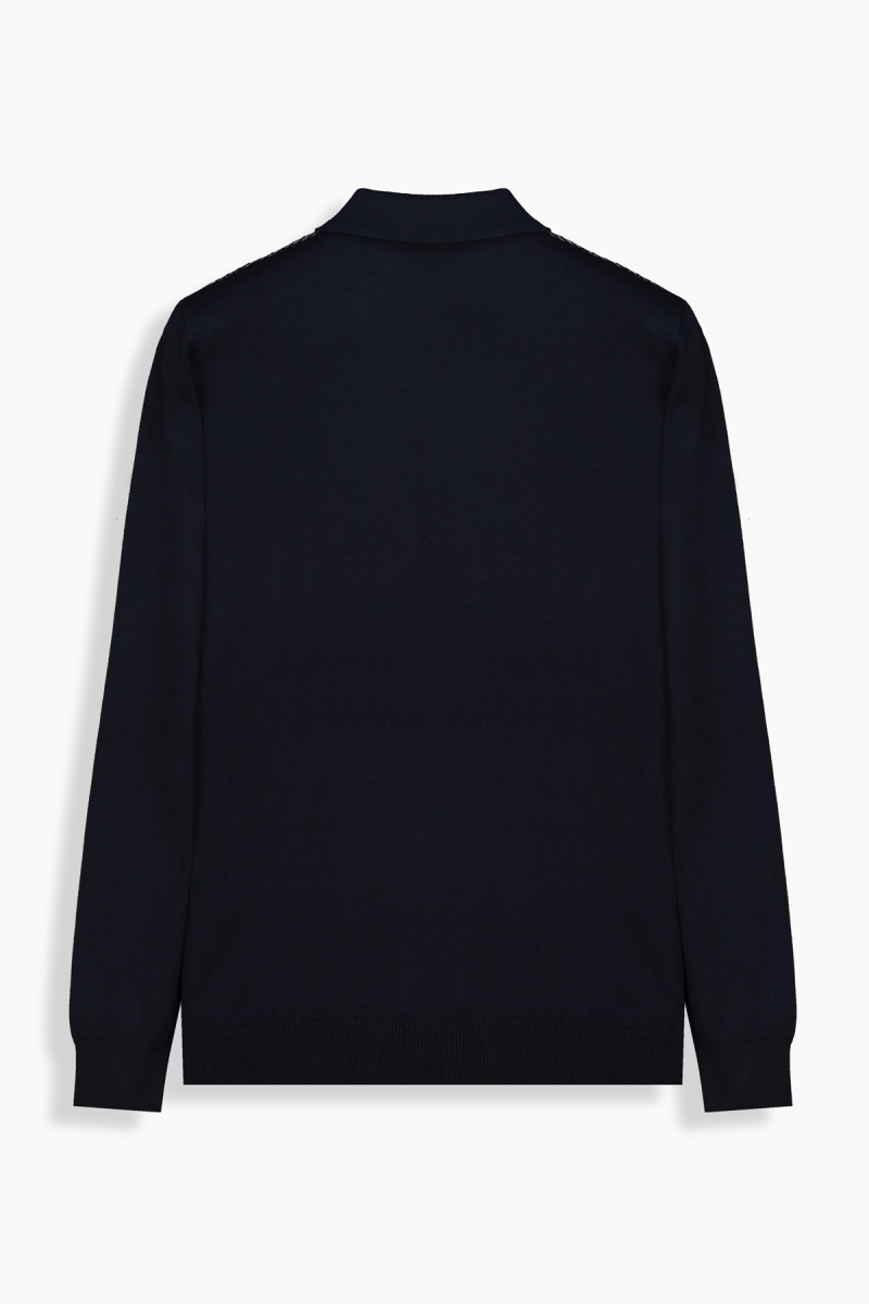 Olimpo Fermuarlı Polo Yaka Lacivert Triko - 2