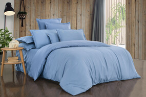 Olive Armürlü Mavi Çift Kişilik Nevresim Takımı - SAREV