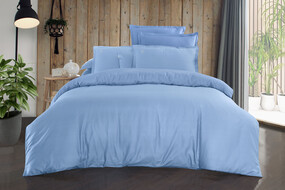 Olive Armürlü Mavi Çift Kişilik Nevresim Takımı - SAREV