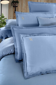 Olive Armürlü Mavi Çift Kişilik Nevresim Takımı - SAREV