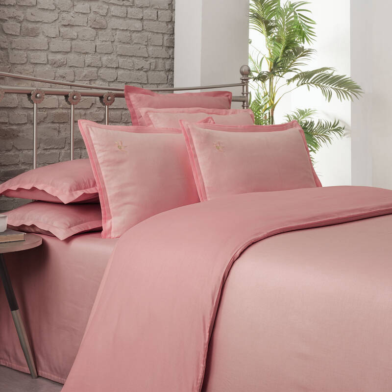 Olive Armürlü Koyu Pembe King Size Nevresim Takımı - 1
