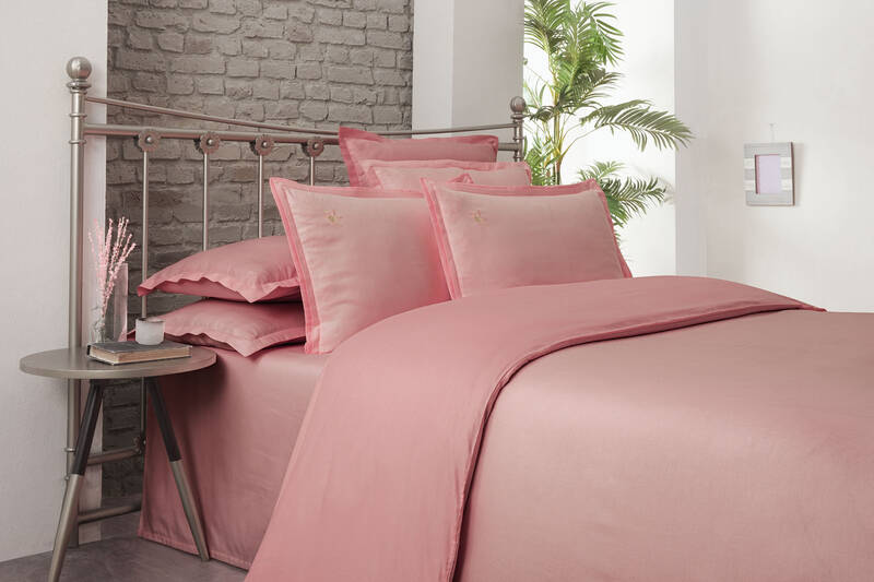 Olive Armürlü Koyu Pembe King Size Nevresim Takımı - 2