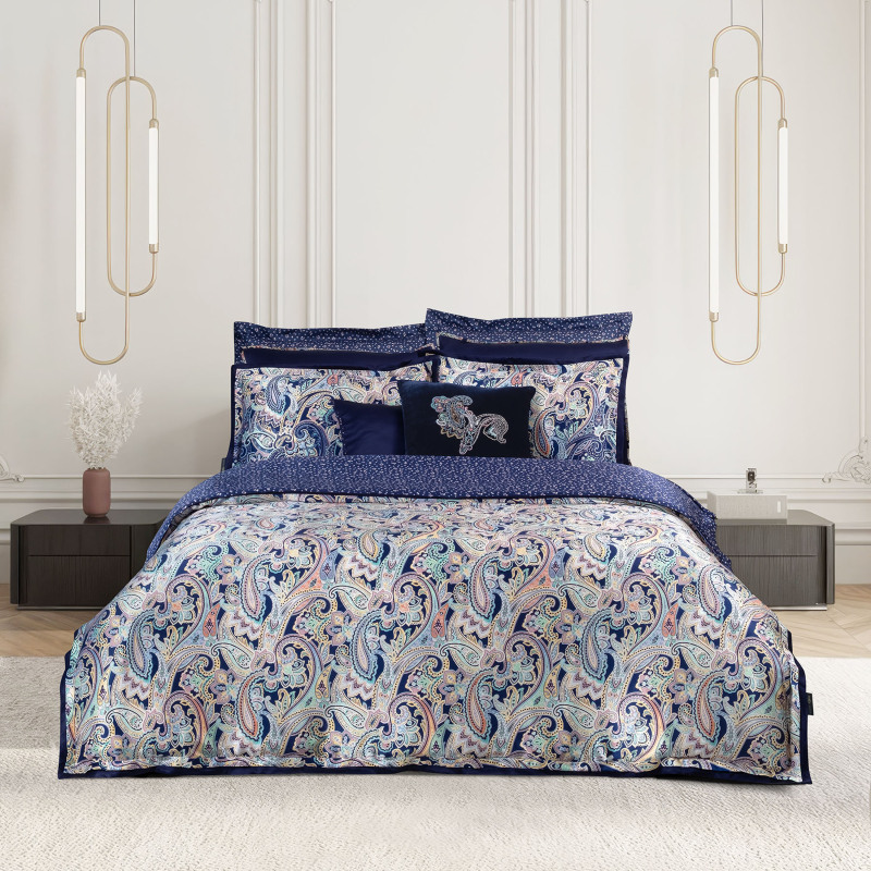 Orion %100 İpek Saten Nevresim Takımı Çift Kişilik Lacivert - SAREV ELITE