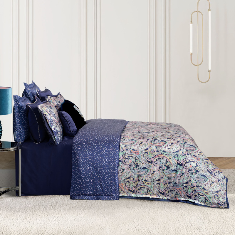 Orion %100 İpek Saten Nevresim Takımı Çift Kişilik Lacivert - SAREV ELITE