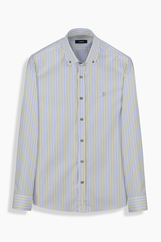 Pascal Pamuklu Slim Mavi Gömlek 