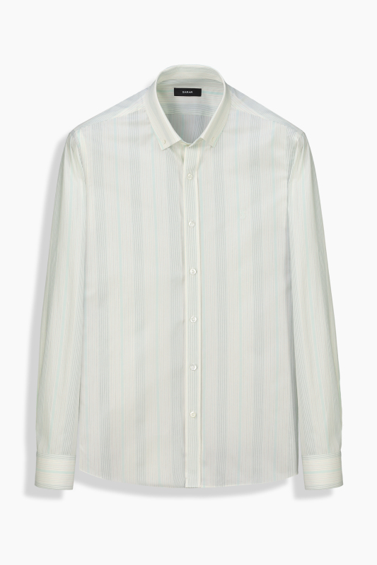 Pascal Slim Çizgili Açık Sarı Gömlek 