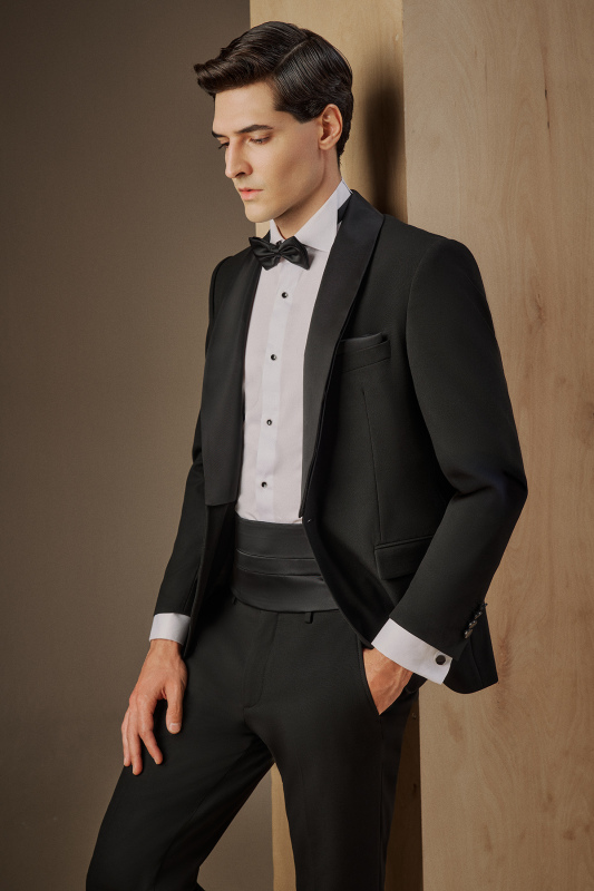 Pavalotti Nomos Slim Fit Siyah Smokin 