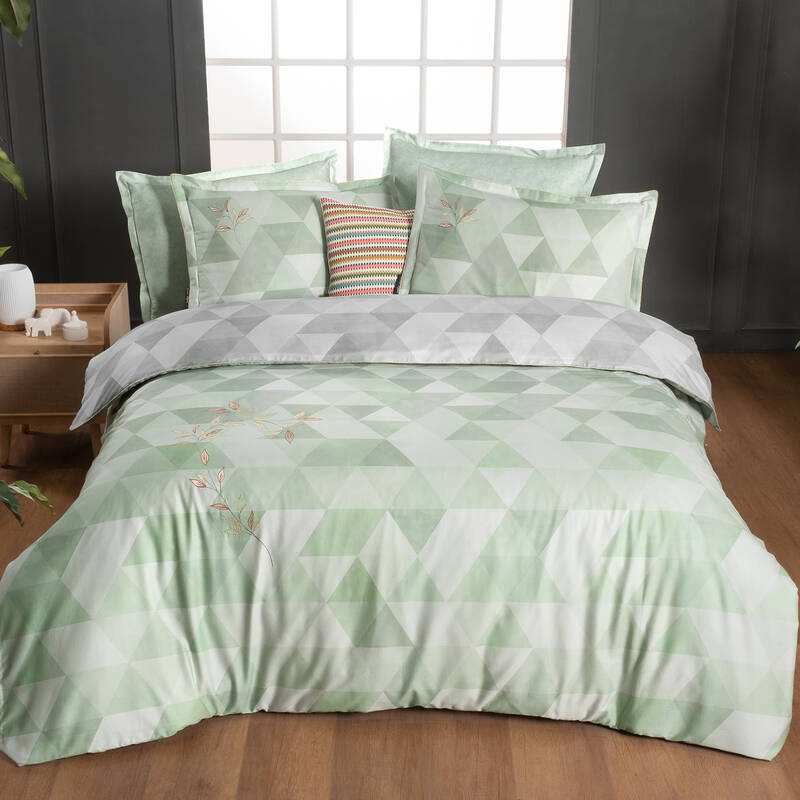 Peonia Saten King Size Yeşil Nevresim Takımı - 2