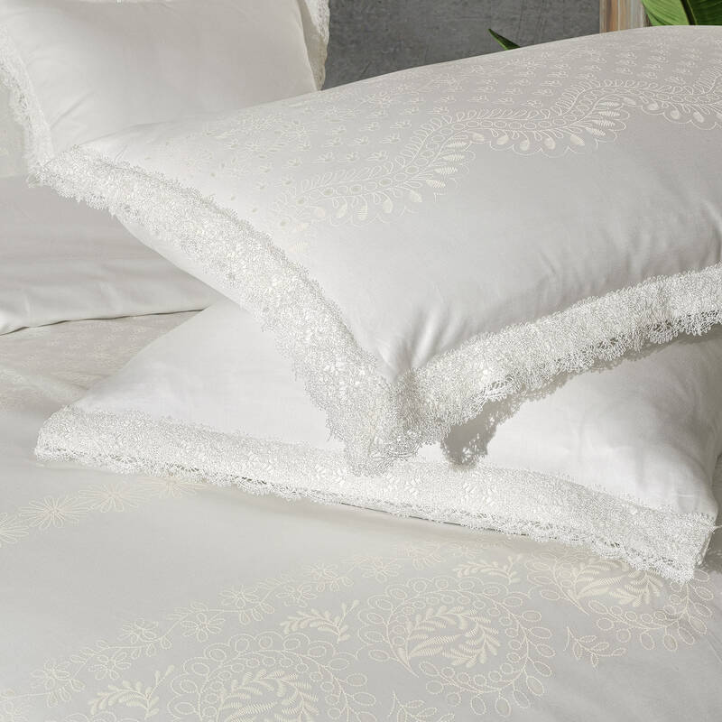 Perry Pamuk Saten Nevresim Takımı King Size Beyaz - 3