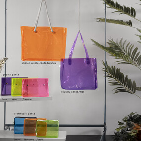 Yeşil Plaj Çantası Pvc Kulplu - SAREV