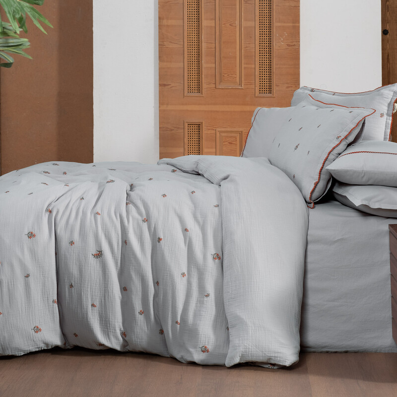 Plana Nevresim Takımı Tek Kişilik Gri - SAREV