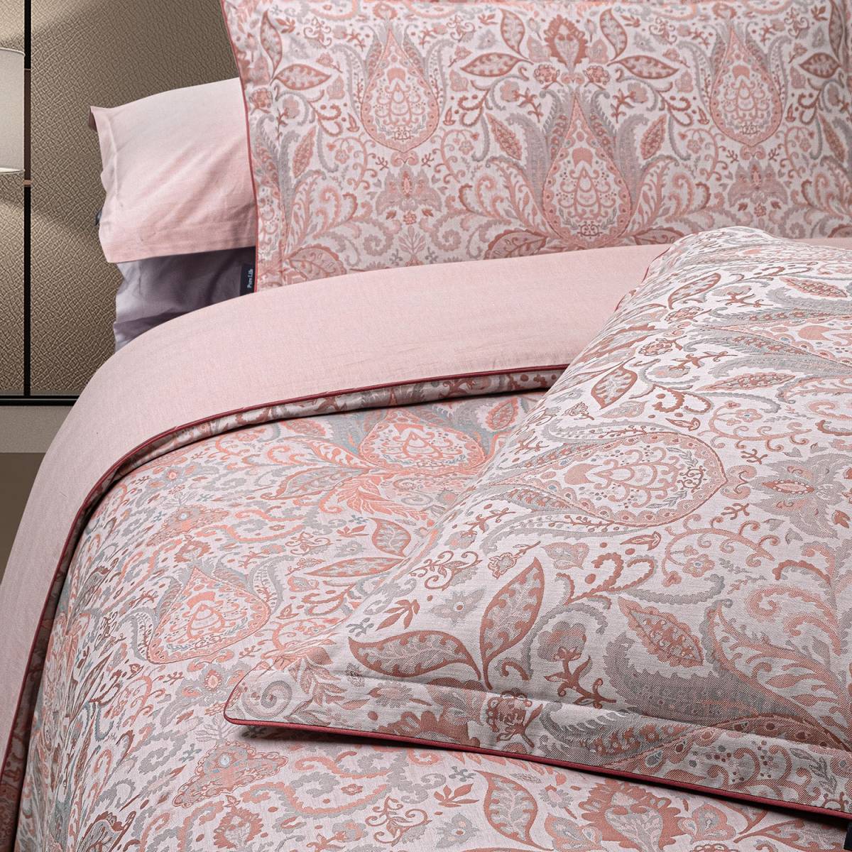 Playa Jakarlı Saten Nevresim Takımı King Size Pembe - 4