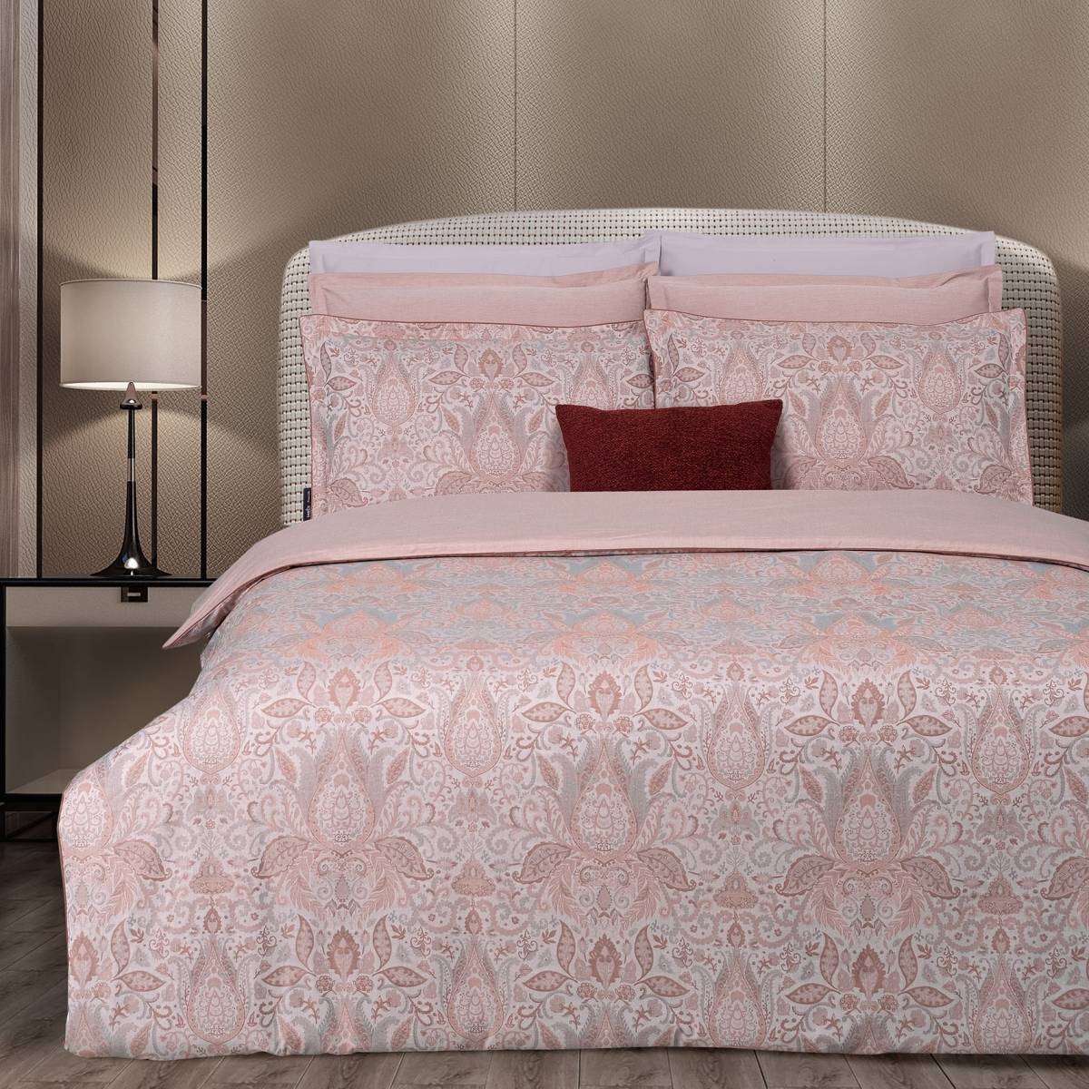 Playa Jakarlı Saten Nevresim Takımı King Size Pembe - 2