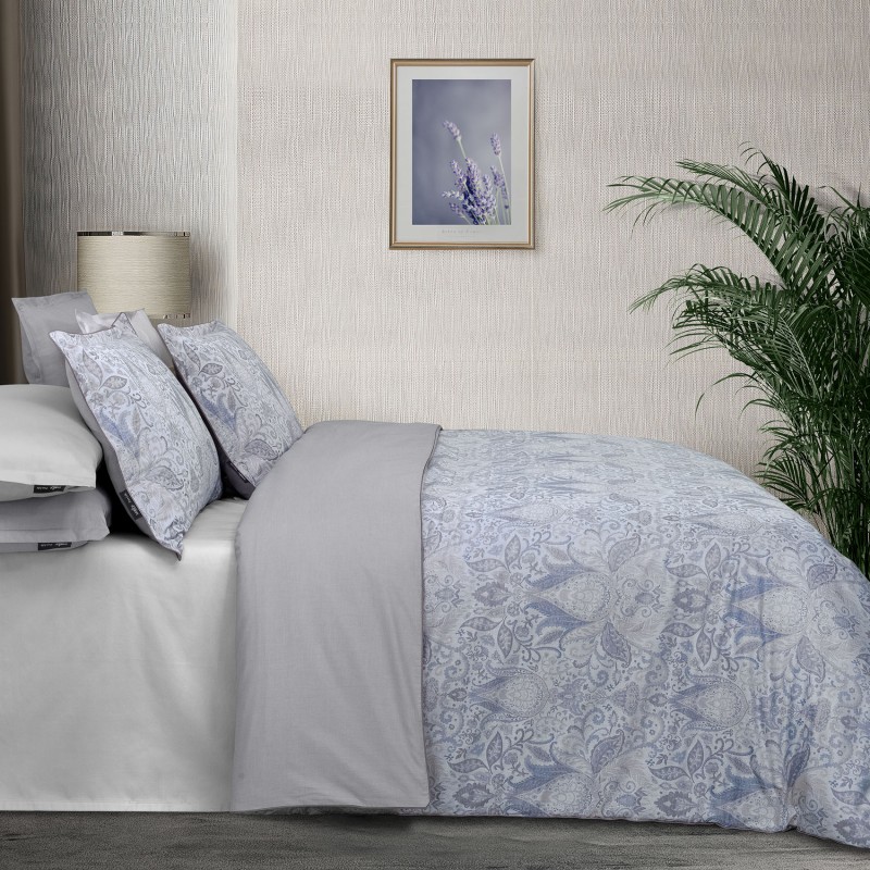 Playa Jakarlı Saten Nevresim Takımı King Size Mavi - SAREV