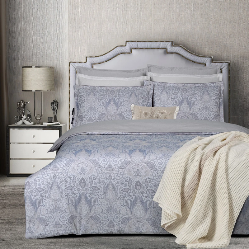 Playa Jakarlı Saten Nevresim Takımı King Size Mavi - SAREV