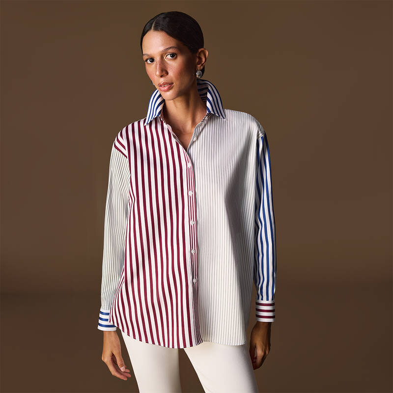 Plesa Uzun Kol Çizgili Renkli Gömlek - 1