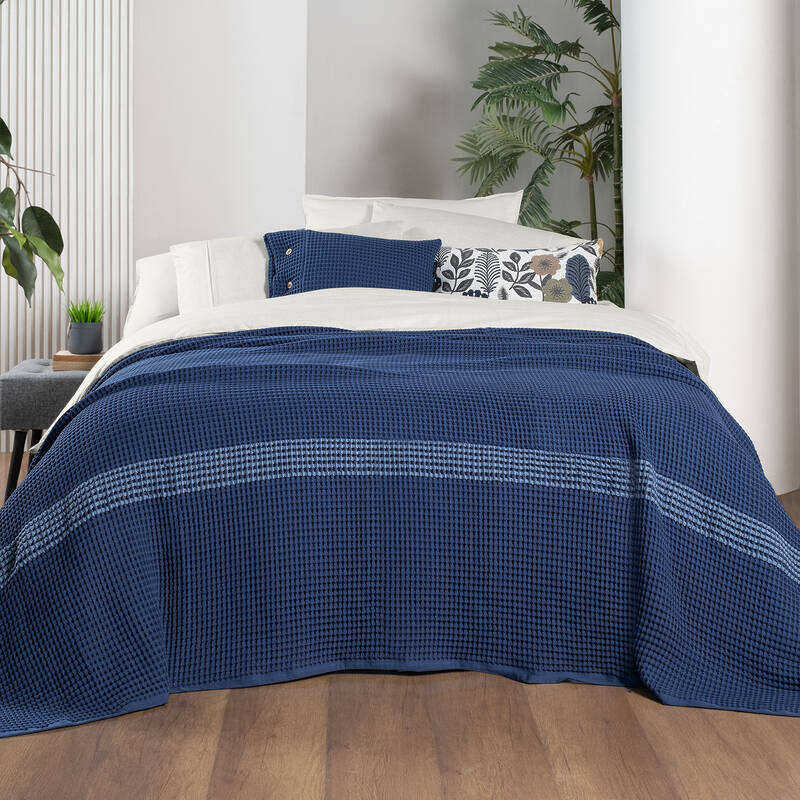 Polendia Yatak Örtüsü Çift Kişilik Mavi - 2