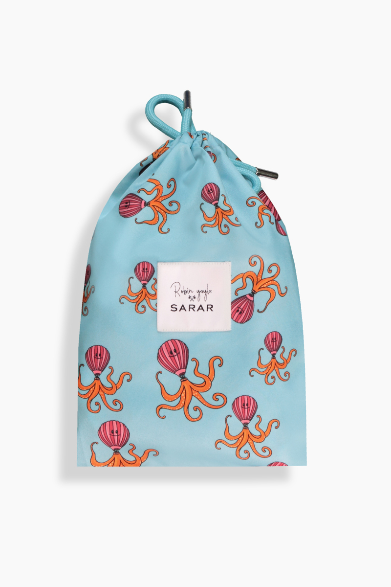 Pollsum Ahtapot Desenli Açık Mavi Çocuk Şort - 4