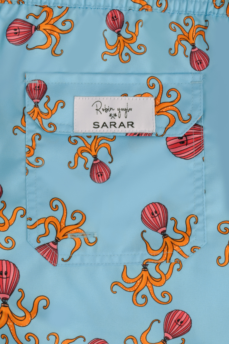 Pollsum Ahtapot Desenli Açık Mavi Çocuk Şort - 3