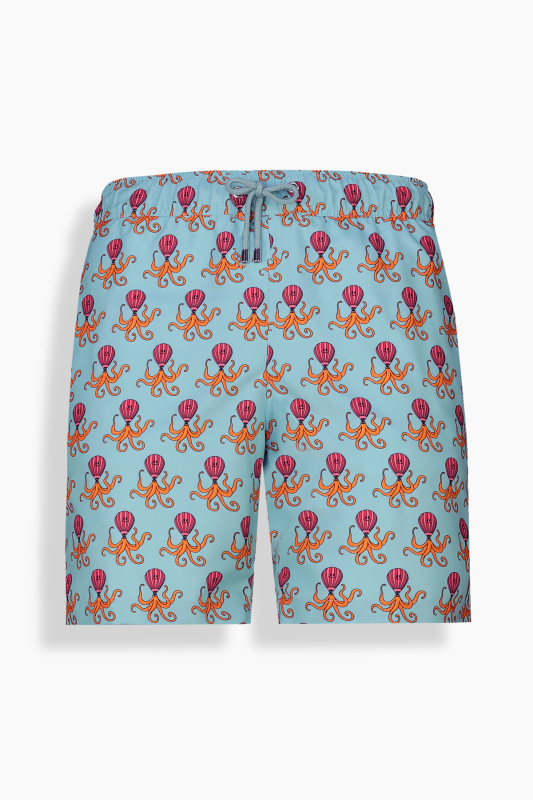 Pollsum Düz Ahtapot Desenli Açık Yeşil Şort 