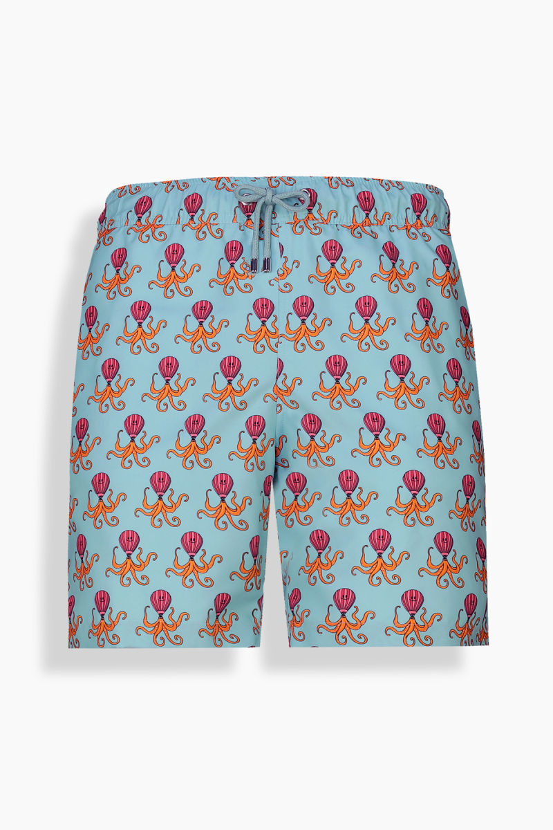 Pollsum Düz Ahtapot Desenli Açık Yeşil Şort - 1