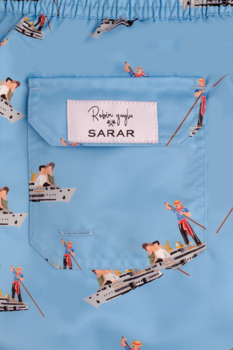 Pollsum Gondol Desenli Mavi Çocuk Şort - 3