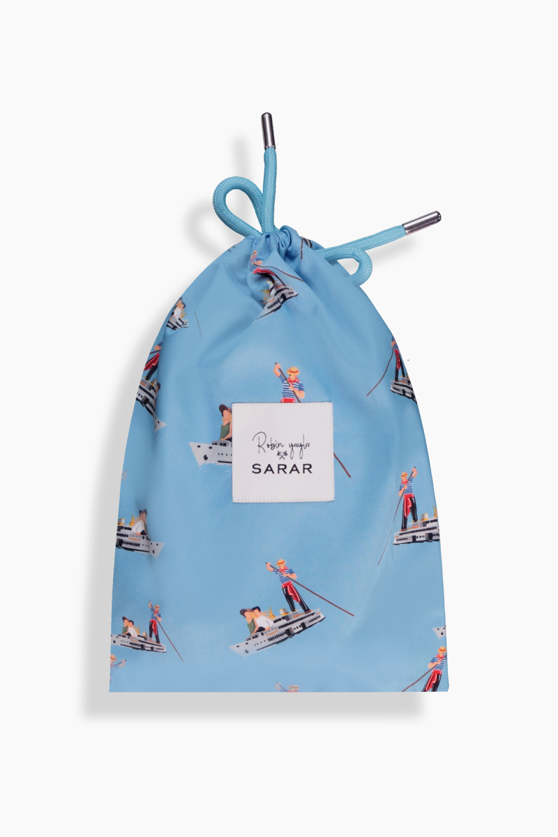 Pollsum Gondol Desenli Mavi Çocuk Şort - 4