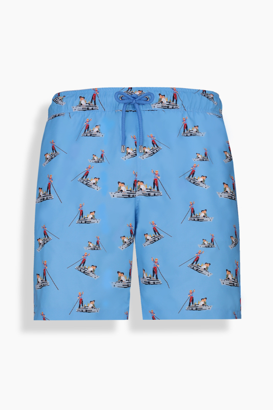 Pollsum Gondol Desenli Mavi Şort - SARAR