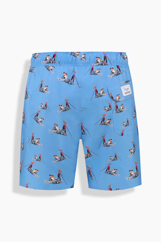 Pollsum Gondol Desenli Mavi Şort - SARAR