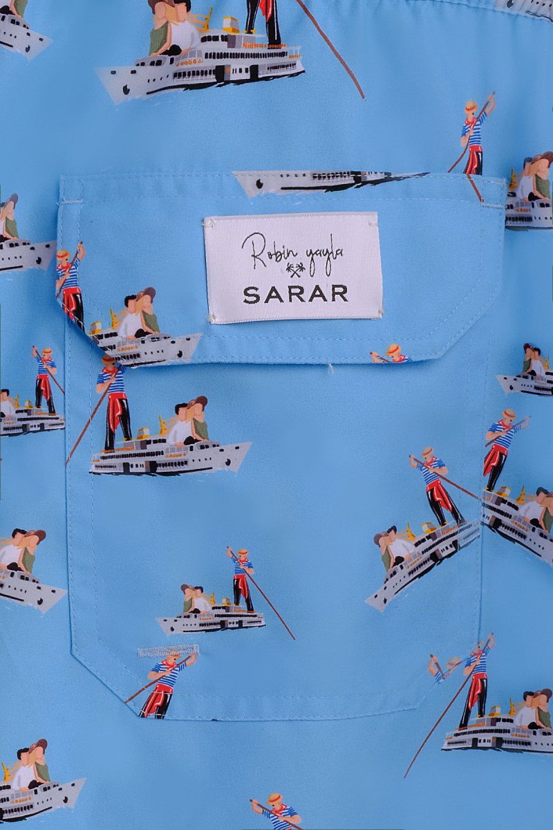 Pollsum Gondol Desenli Mavi Şort - 3