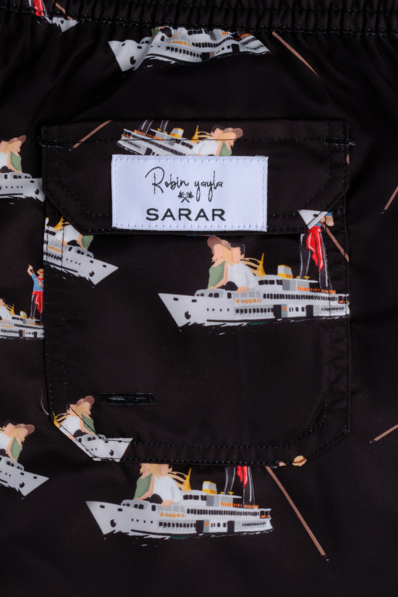 Pollsum Gondol Desenli Siyah Çocuk Şort - 3