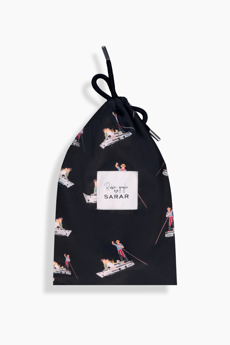 Pollsum Gondol Desenli Siyah Çocuk Şort - 4