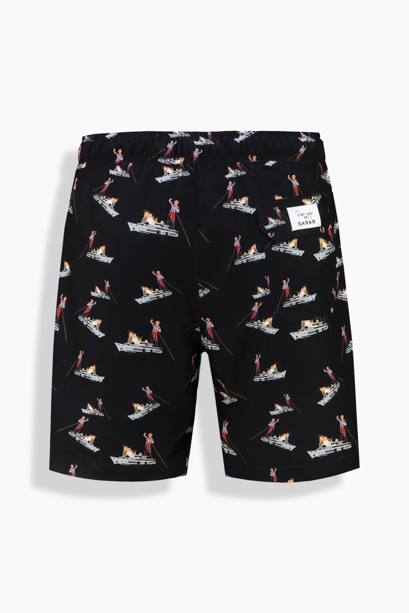 Pollsum Gondol Desenli Siyah Şort - 2