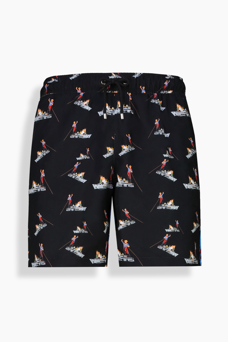 Pollsum Gondol Desenli Siyah Şort - 1