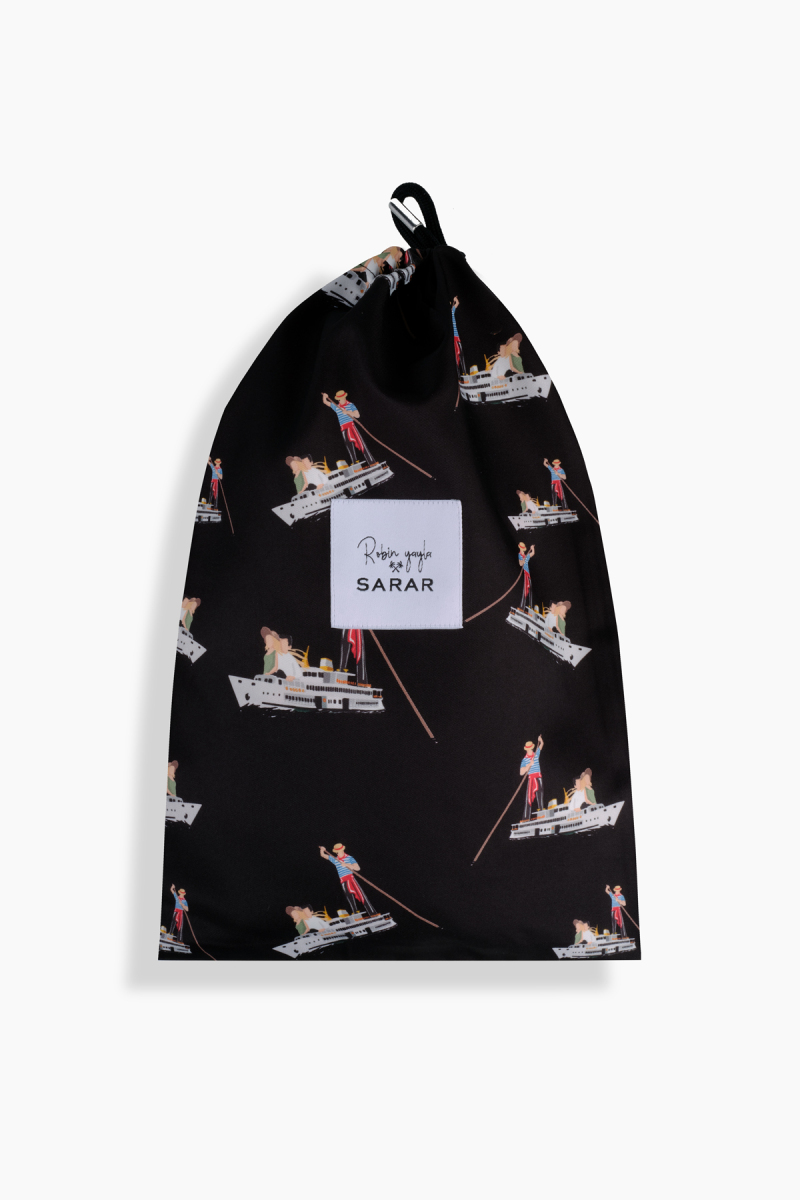 Pollsum Gondol Desenli Siyah Şort - 4