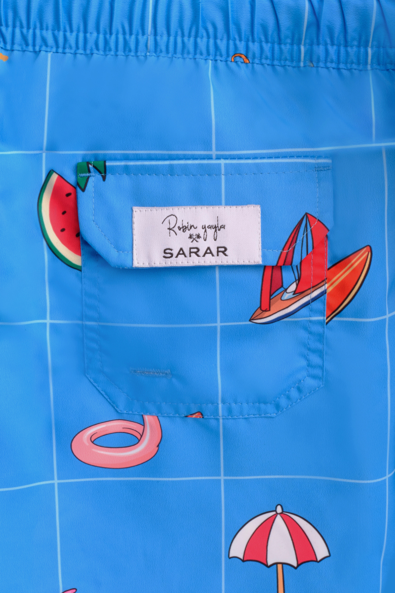 Pollsum Hero Desenli Mavi Çocuk Şort - 3