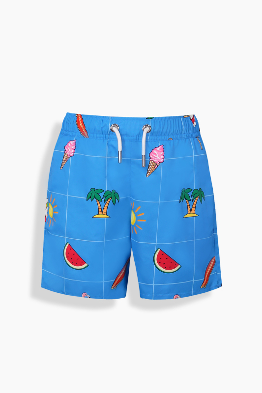 Pollsum Hero Desenli Mavi Çocuk Şort - SARAR