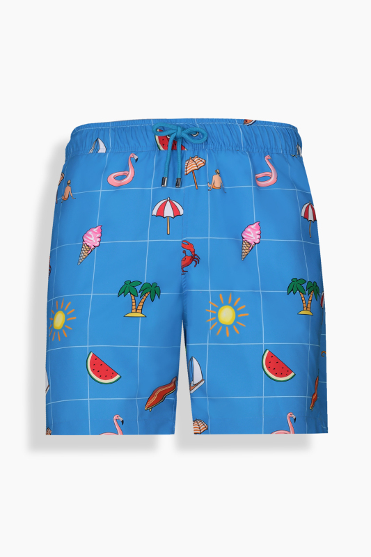 Pollsum Hero Desenli Mavi Şort - SARAR