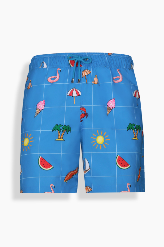 Pollsum Hero Desenli Mavi Şort - SARAR