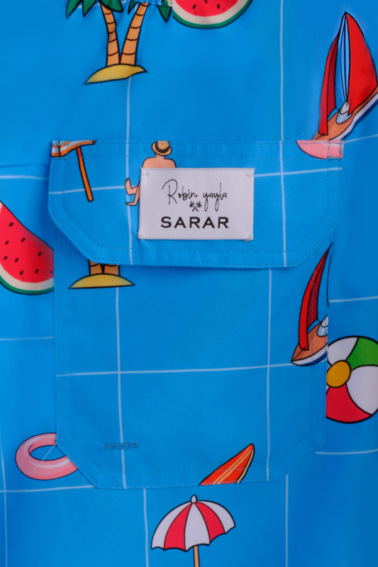 Pollsum Hero Desenli Mavi Şort - SARAR